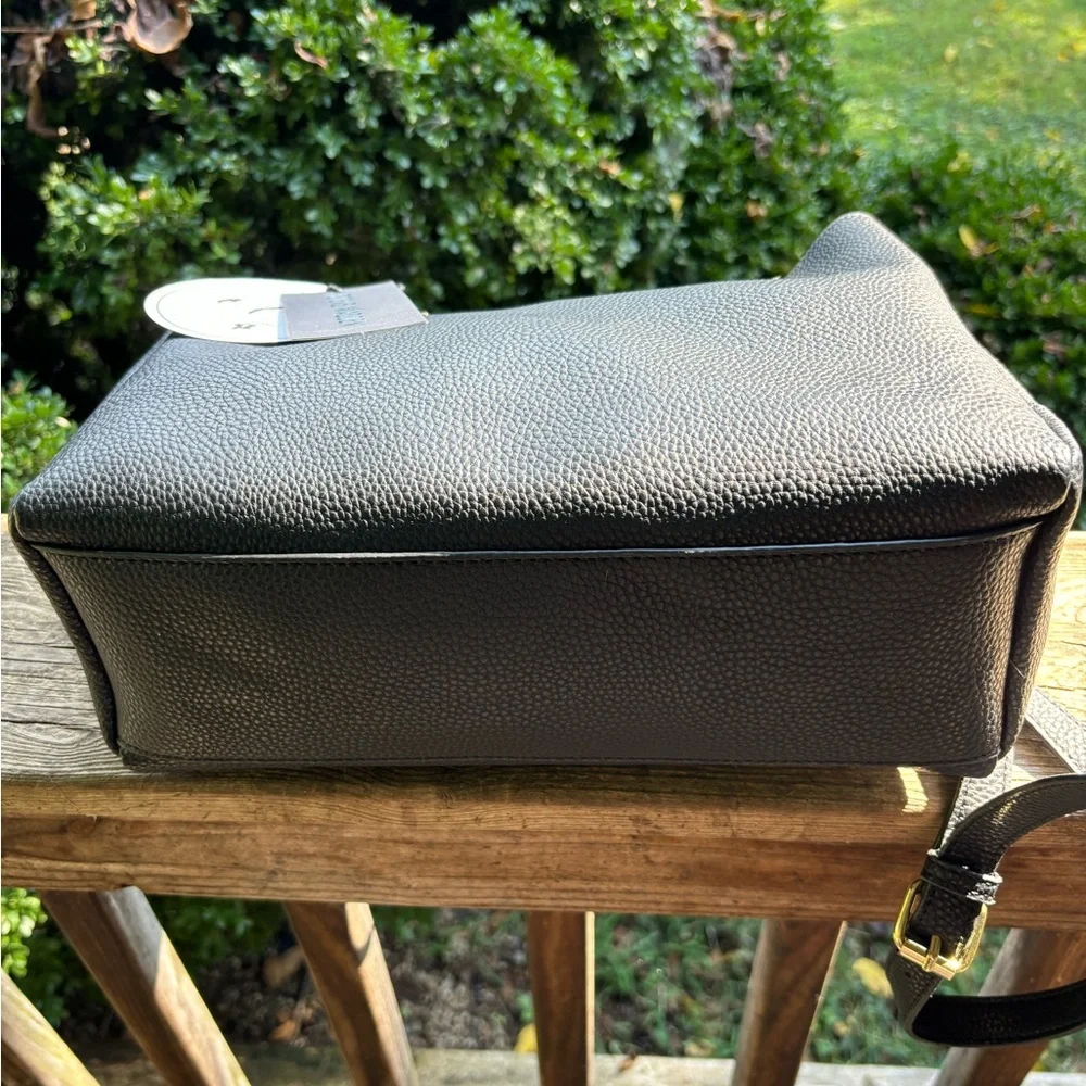 Steve Madden Black Satchel/Crossbody/Shoulder Bag with Floral Accent NWT - Picture 8 of 8